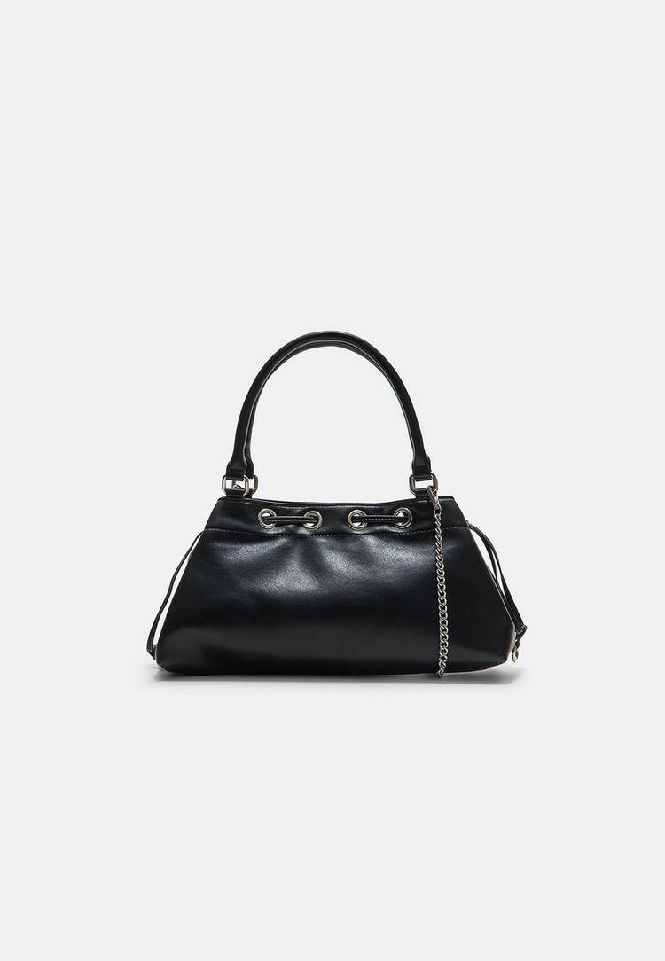Stradivarius Kabelka Na Rameno S Očky Black Os