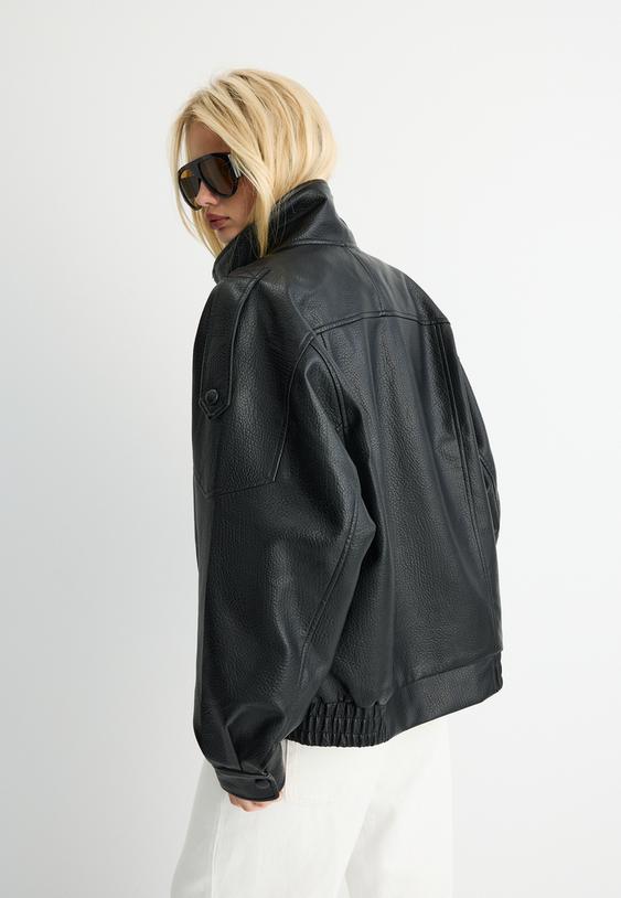 giacca biker oversize in similpelle