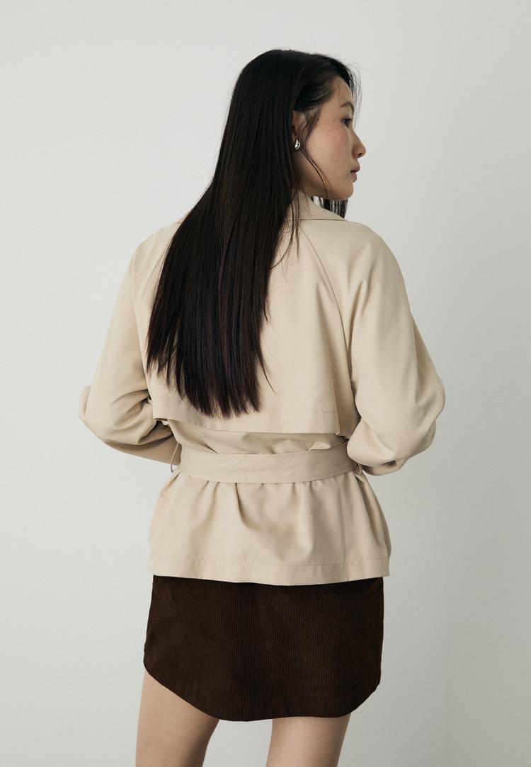 short flowing trench coat with belt