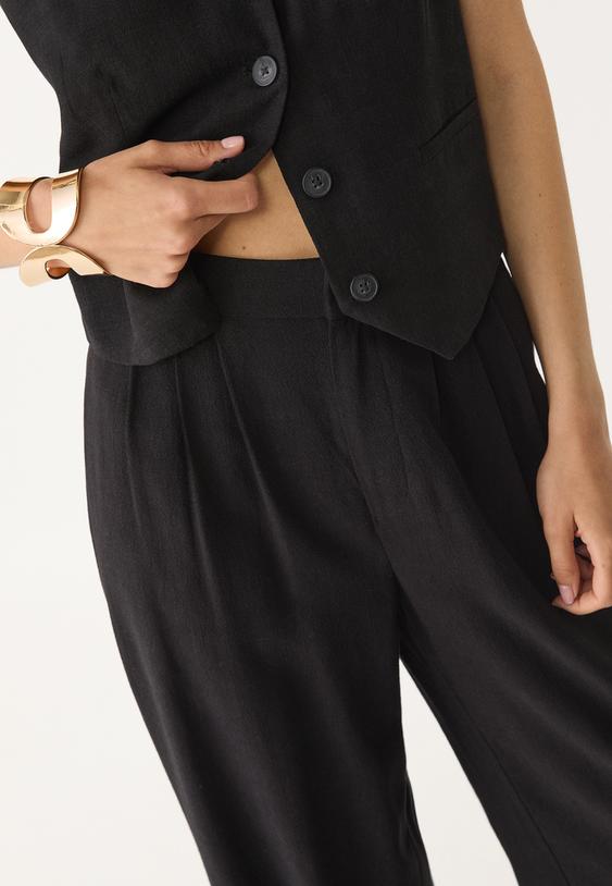 pantalon culotte pinzas con lino