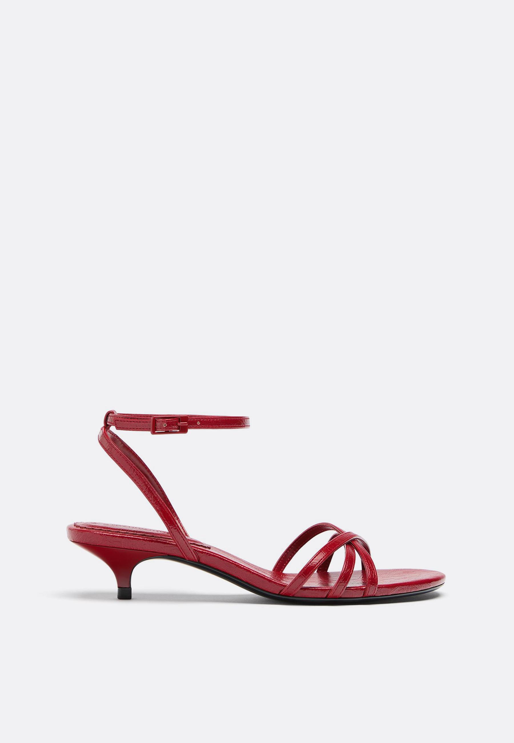 Stradivarius Πέδιλα Με Kitten Heel Και Λουράκια Κόκκινο 36