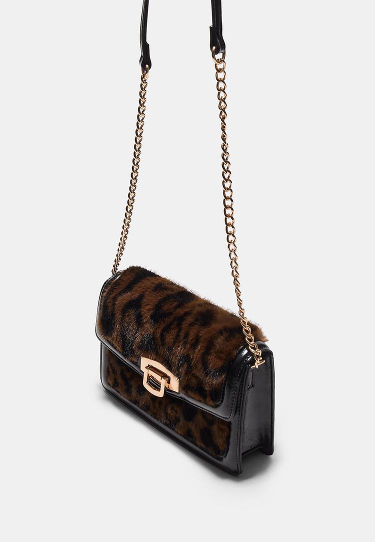 bolso bandolera rigida efecto pelo