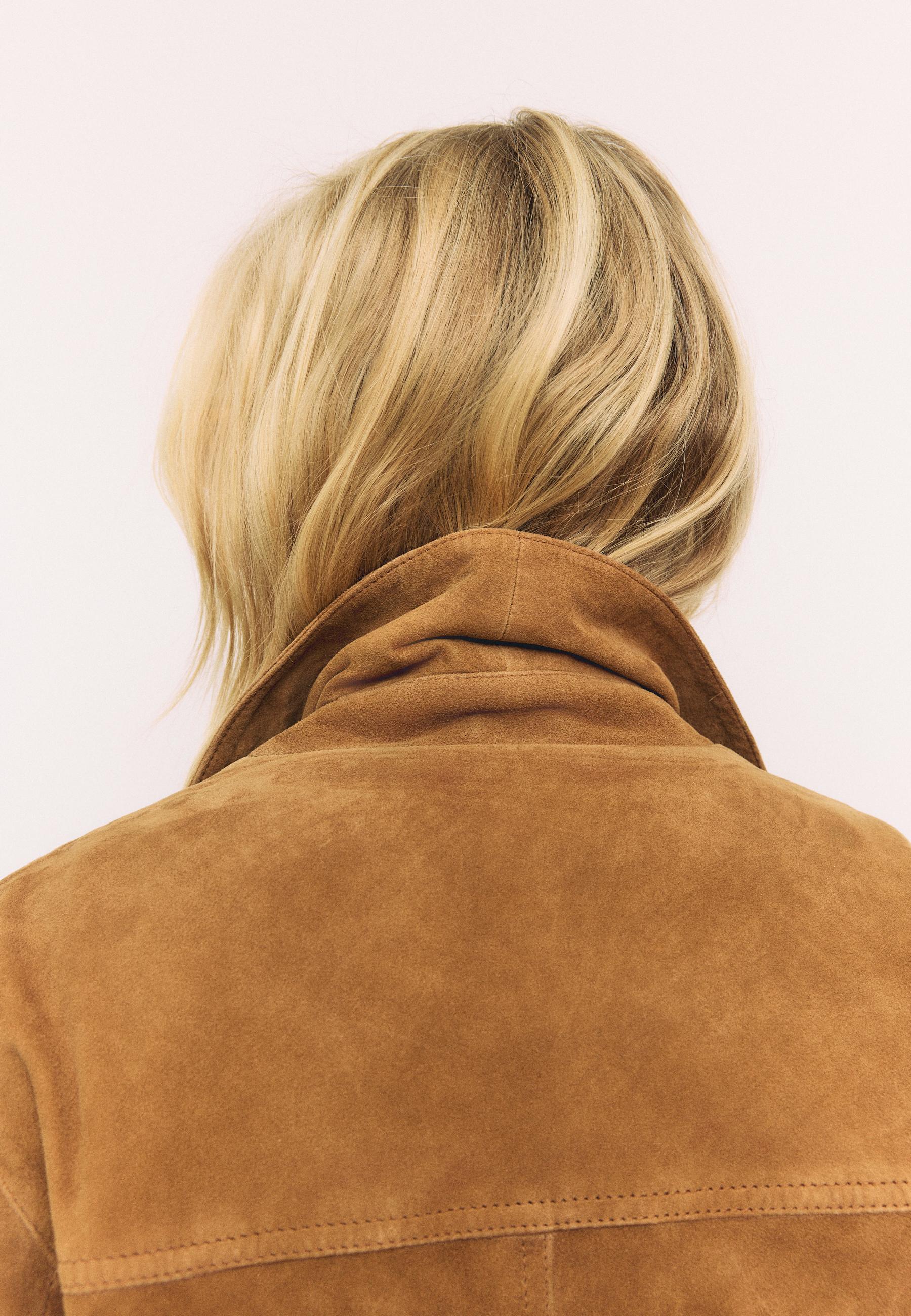 Leather Jacket with Pockets — Brown