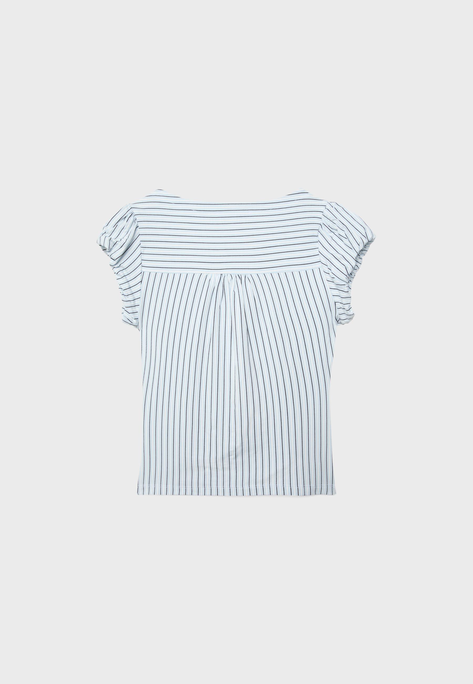 Gathered short sleeve shirt — Sky blue