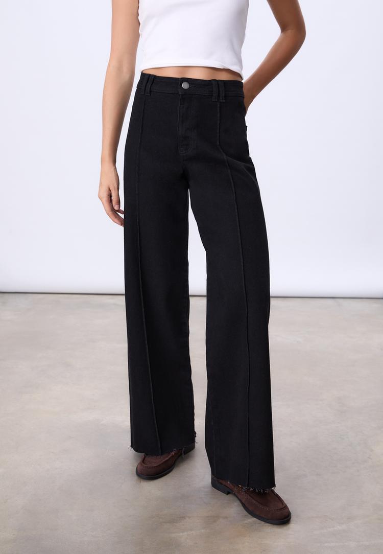 d63 jeans wide leg costuras