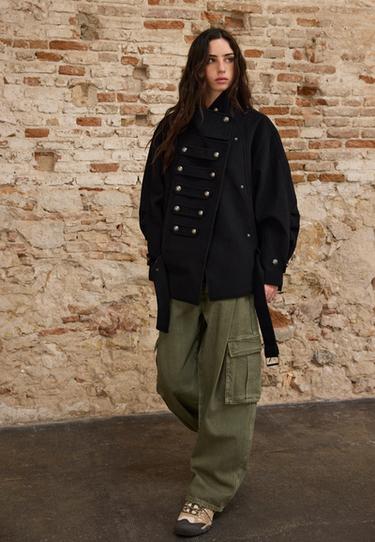 High neck buttoned jacket — Black 2