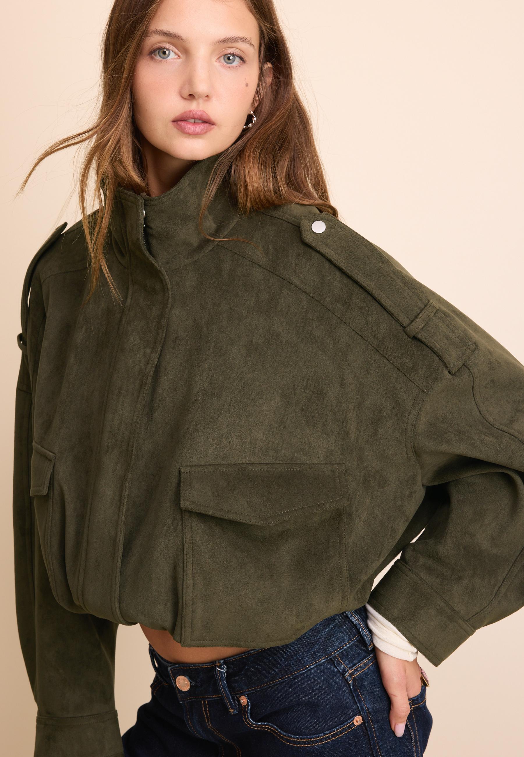 Stradivarius Oversize suni süet ceket görsel 8