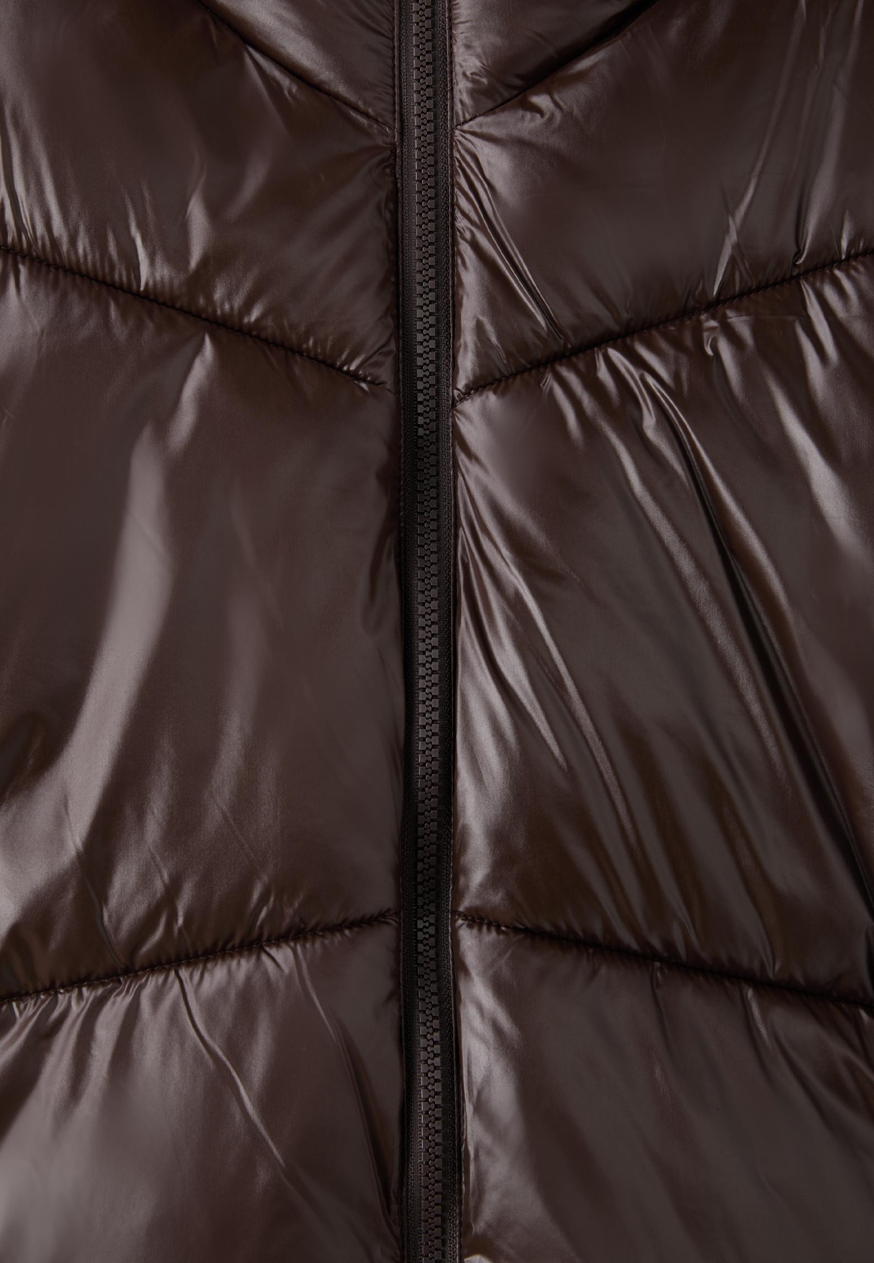 High-neck cropped puffer jacket — Brown