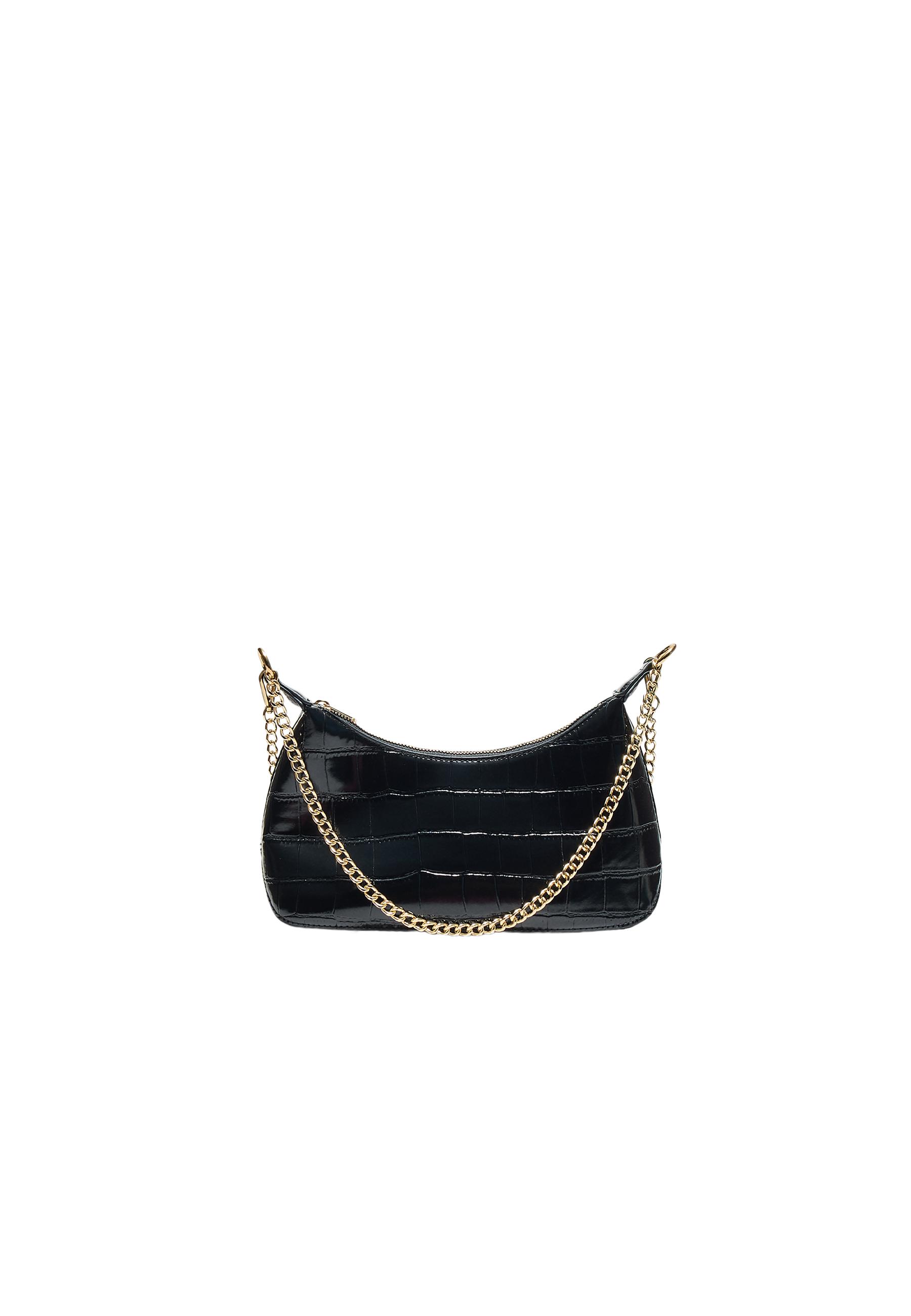 Mini coconut-effect crossbody bag — Black