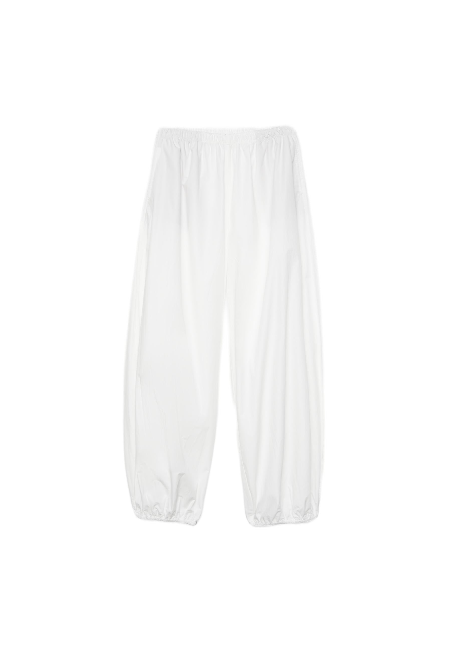 Printed voluminous trousers — White