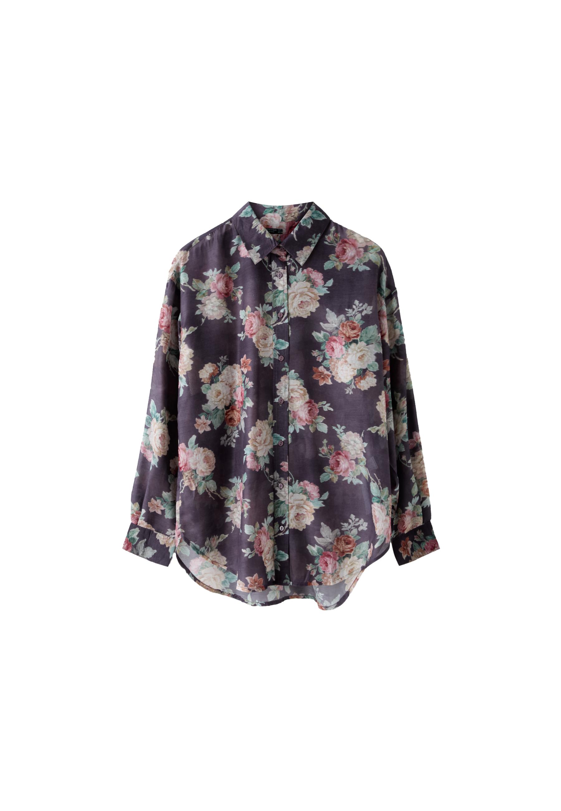Floral print flowing shirt — Purple