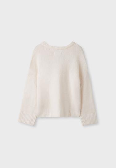 V-neck knit jumper — Ecru 8