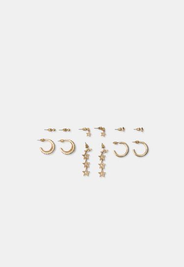 Set of 6 multipack star earrings — Gold 1