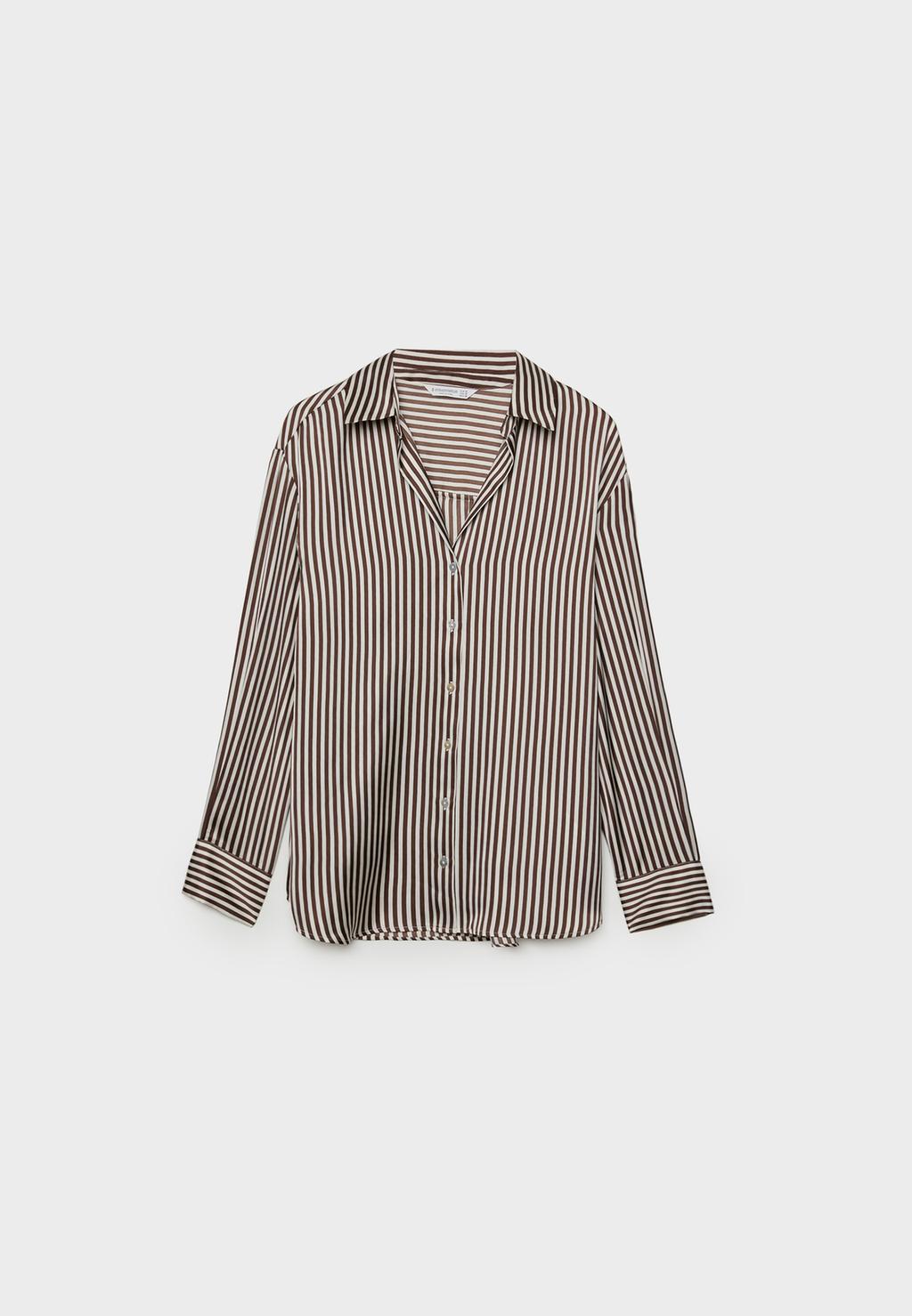 Camisa satinada cuello solapa