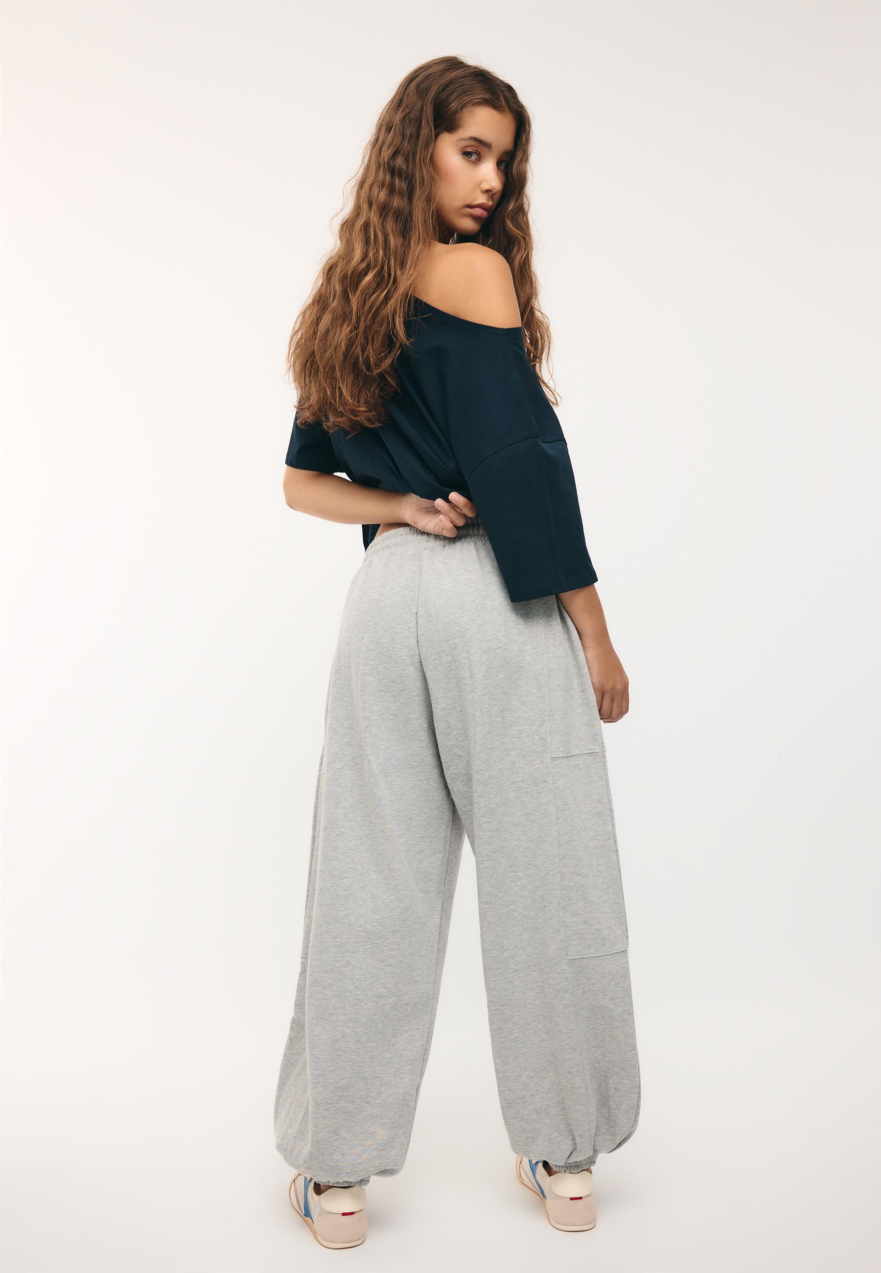Plush balloon jogger trousers — Grey melange