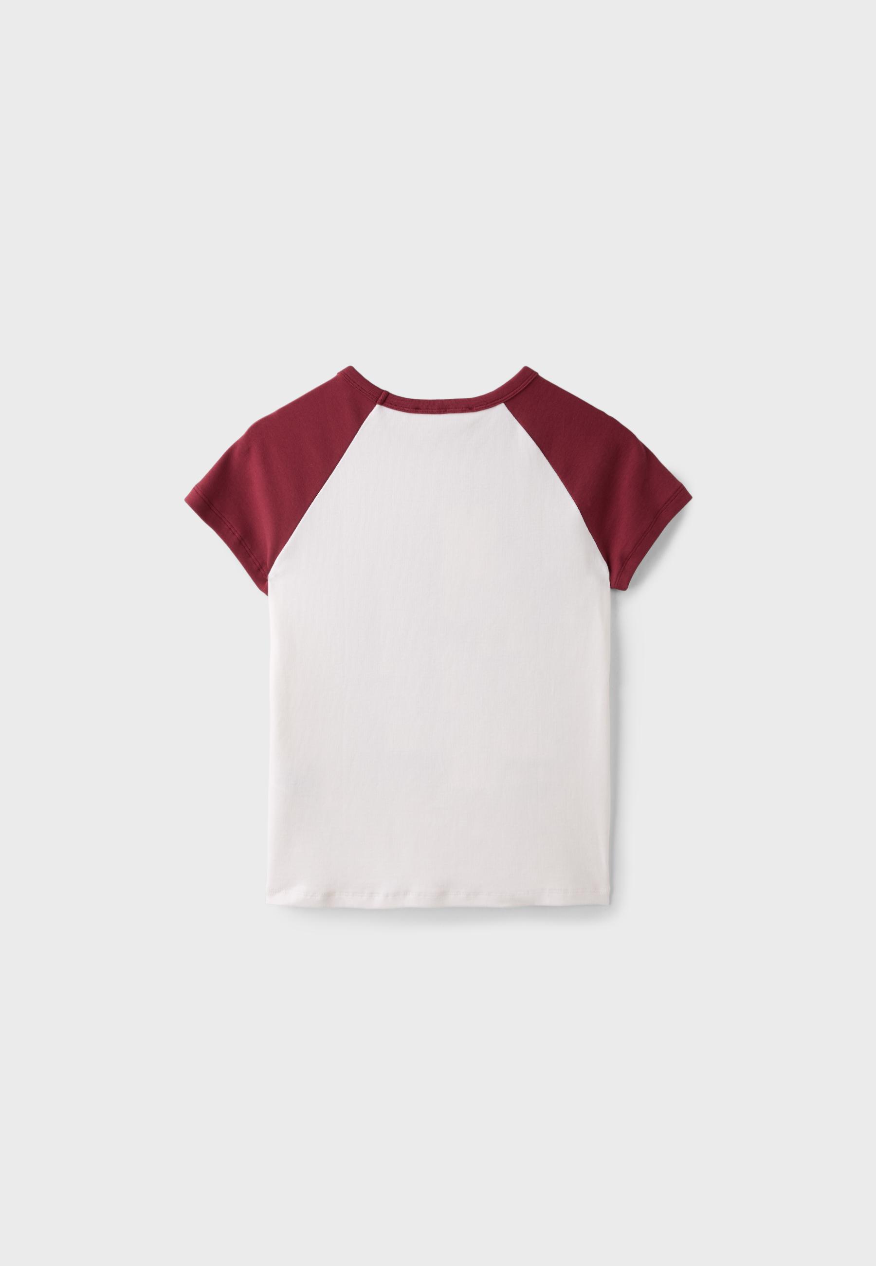 Printed short sleeve T-shirt — Dark red