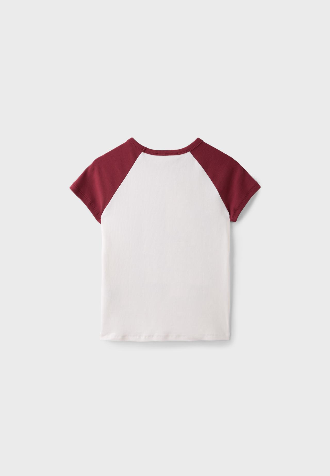 Printed short sleeve T-shirt — Dark red