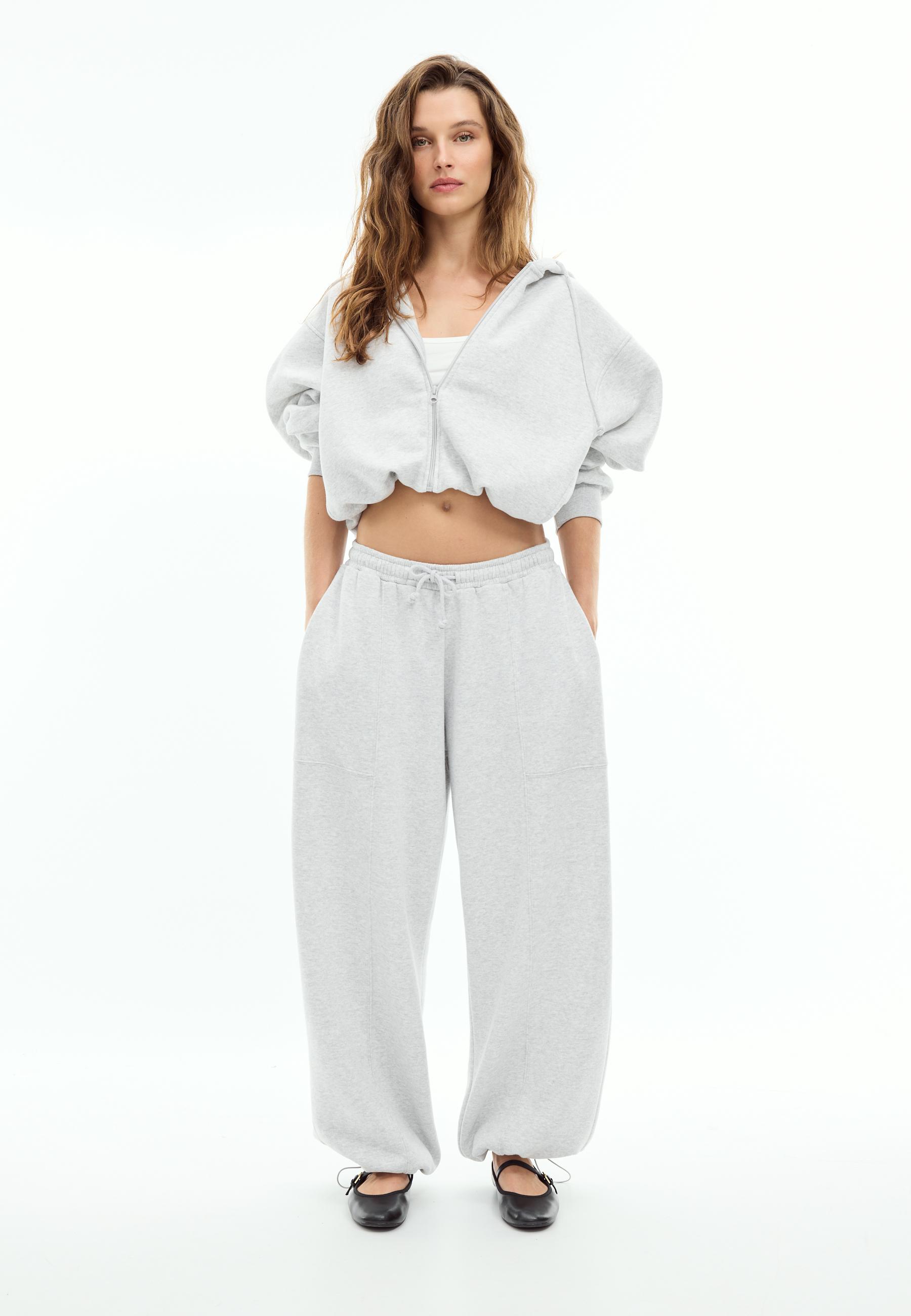 Stradivarius Παντελόνι Jogger Barrel Από Φούτερ Με Στόπερ Γκρι Μελανζέ Xs