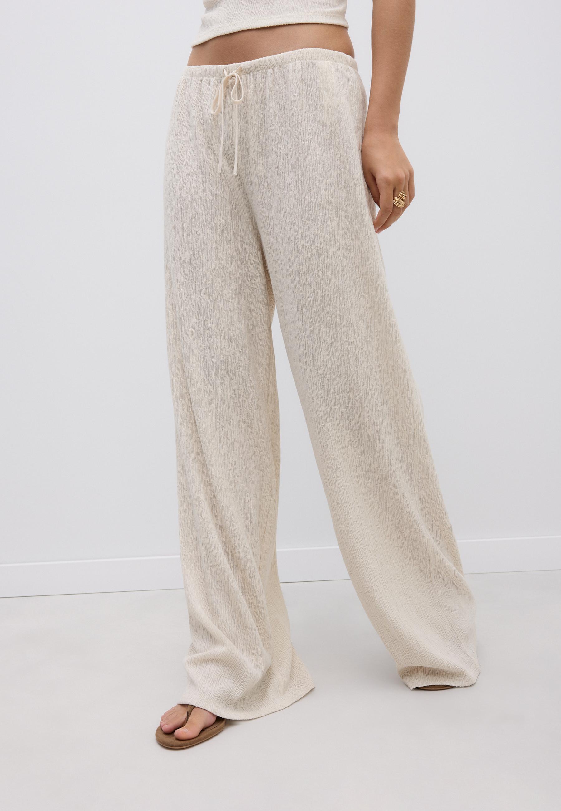 Kırışık görünümlü straight fit pantolon - Görsel 2