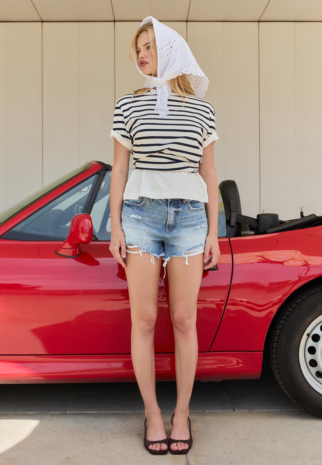 D75 Short denim rotos