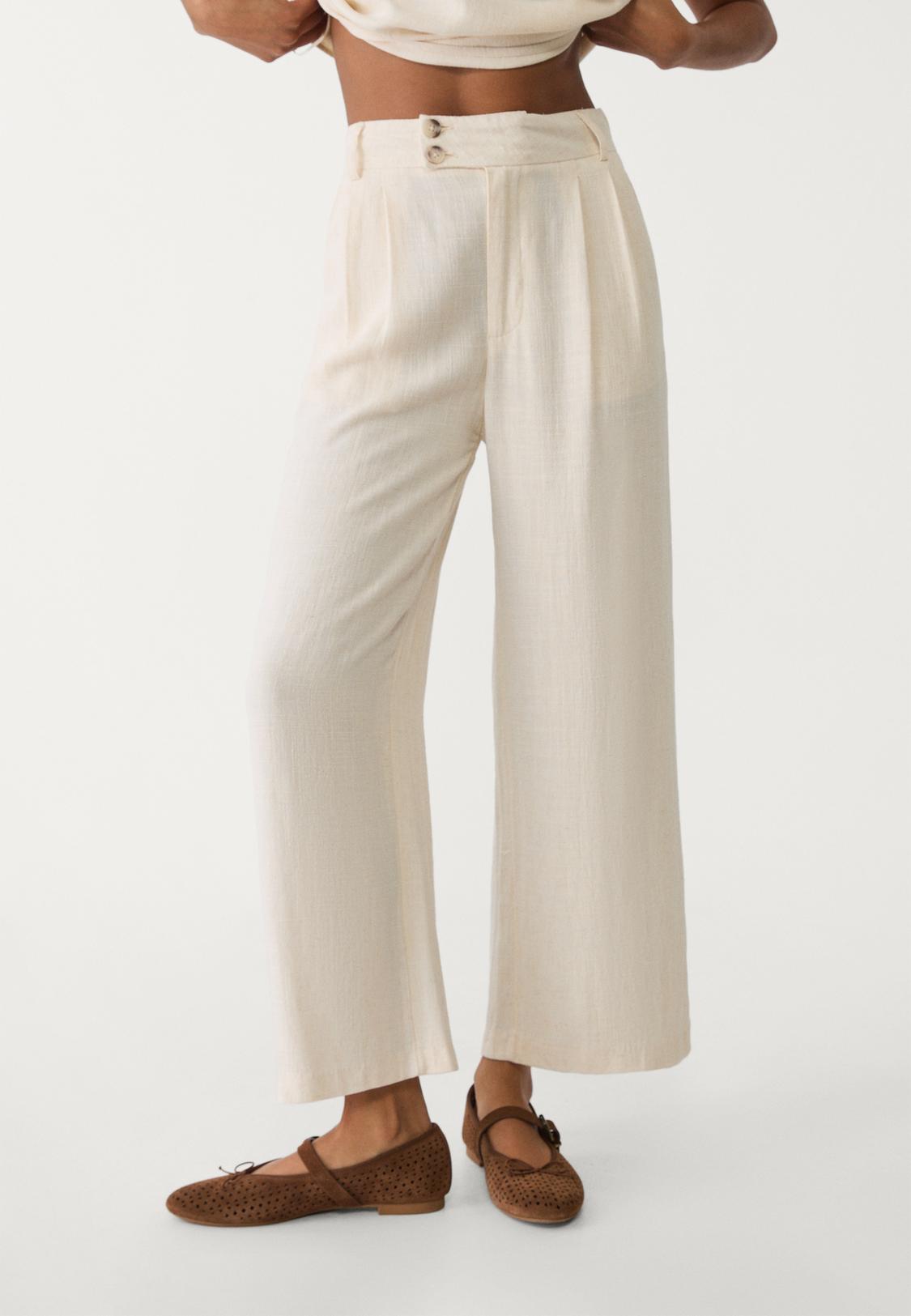 Stradivarius Culotte Lino Pantalon Lino Blanco Stradivarius
