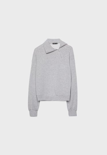 Yumuşak dokulu yan fermuarlı sweatshirt - Görsel 13