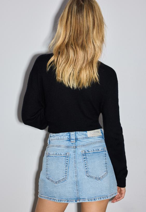 d62 denim skort with rhinestones