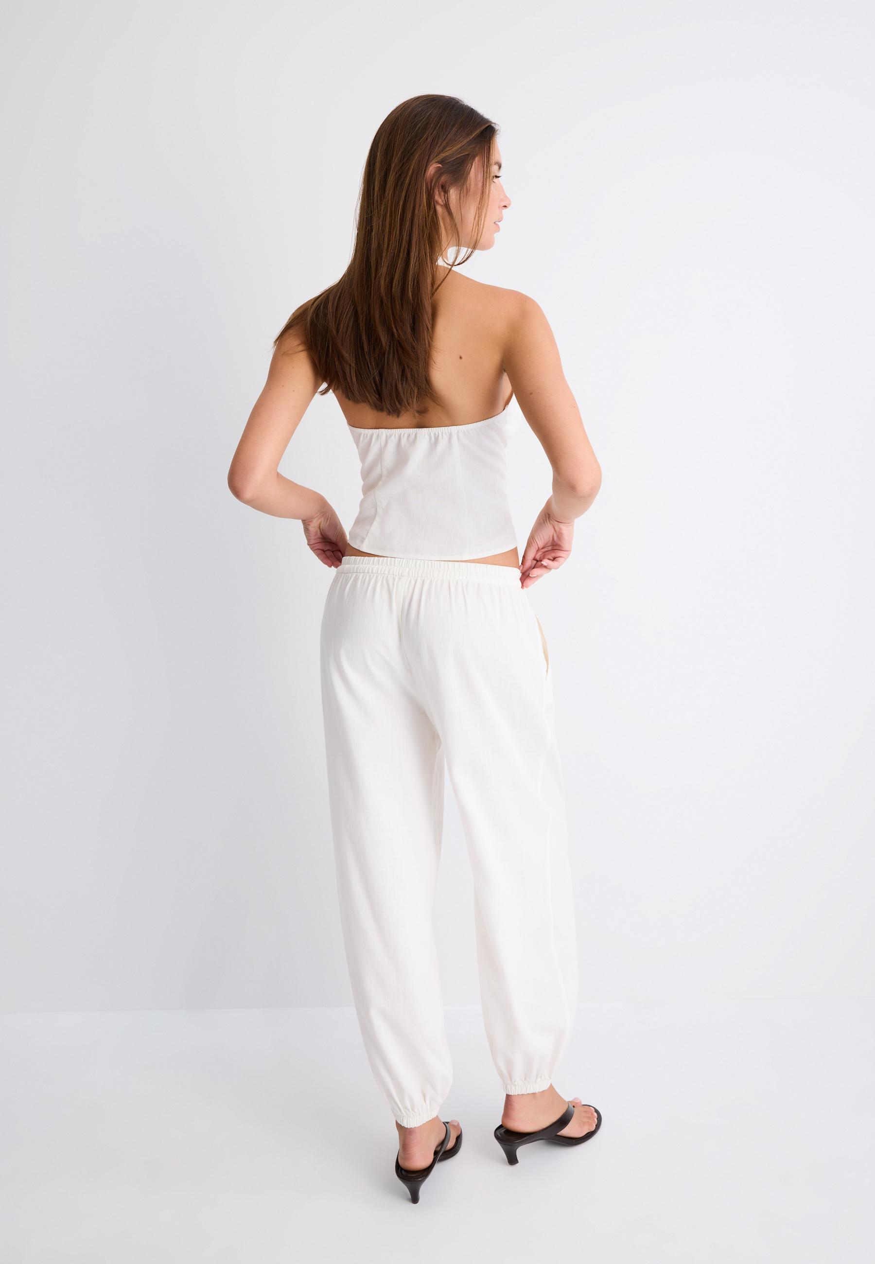 Keten görünümlü şalvar pantolon - Görsel 8