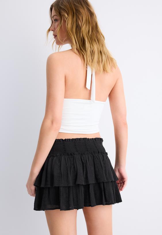 falda pantalon fluida volantes