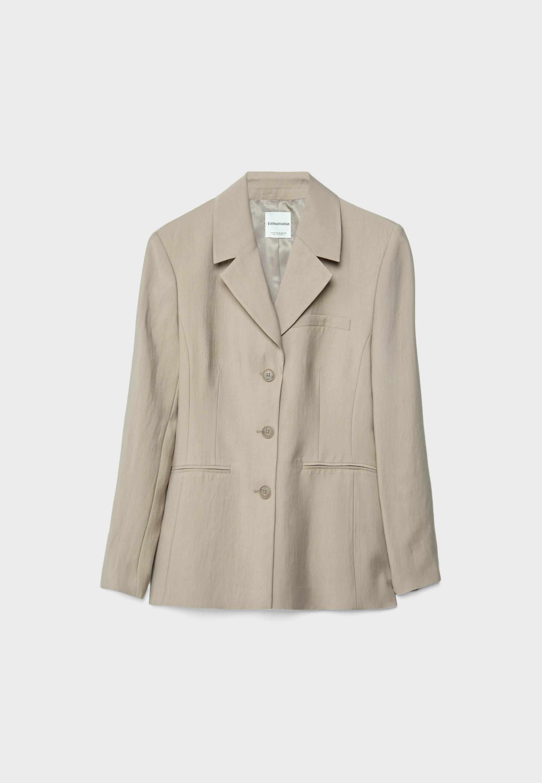 Fitted 3-button blazer — Brown
