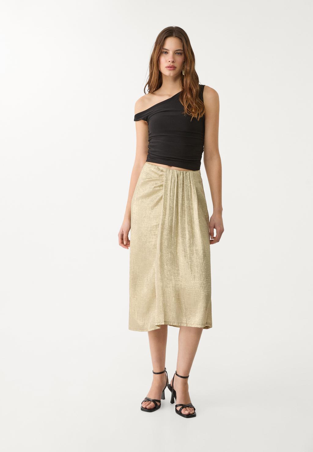 Metallic thread midi skirt