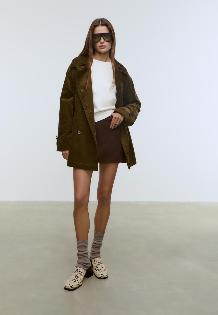 manteau regular en velours cotele