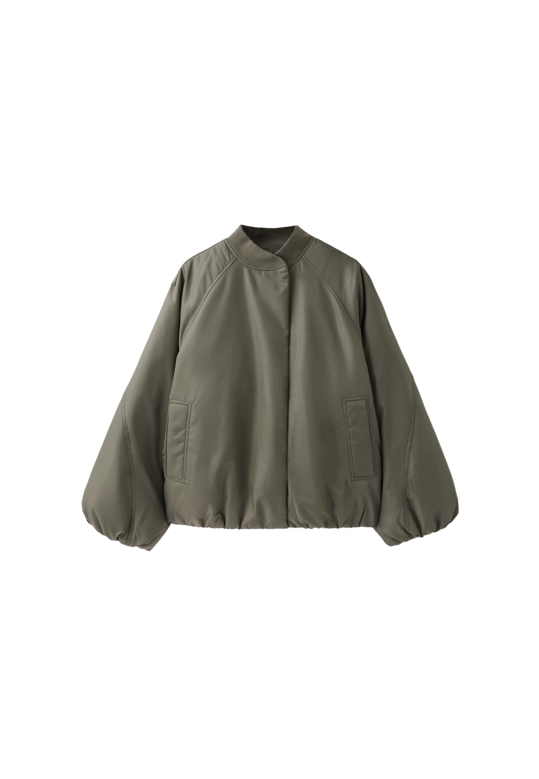 Stand collar bomber jacket — Khaki