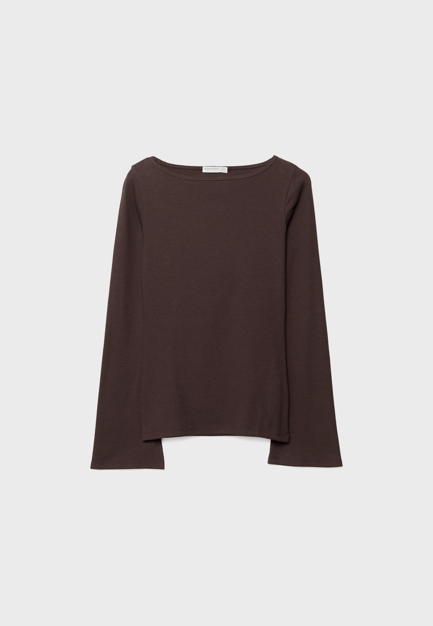 Basic bell sleeve T-shirt — Brown