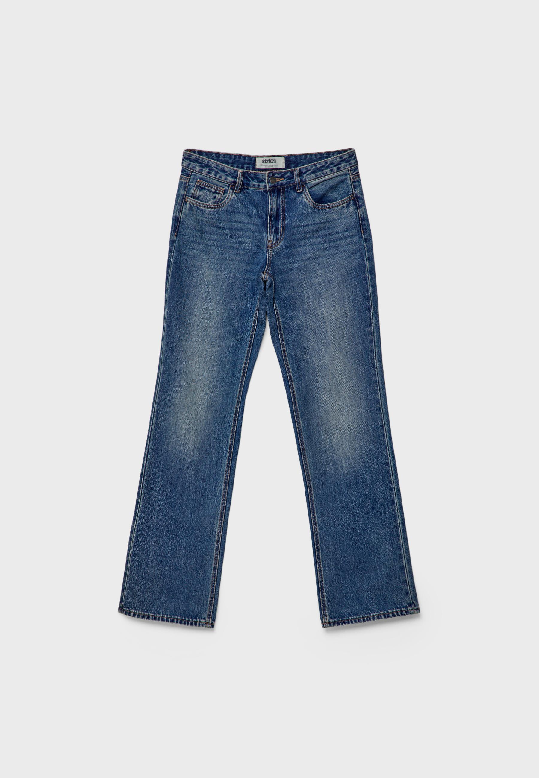 Low-rise straight leg jeans — MEDIUM LIGHT BLUE DENIM
