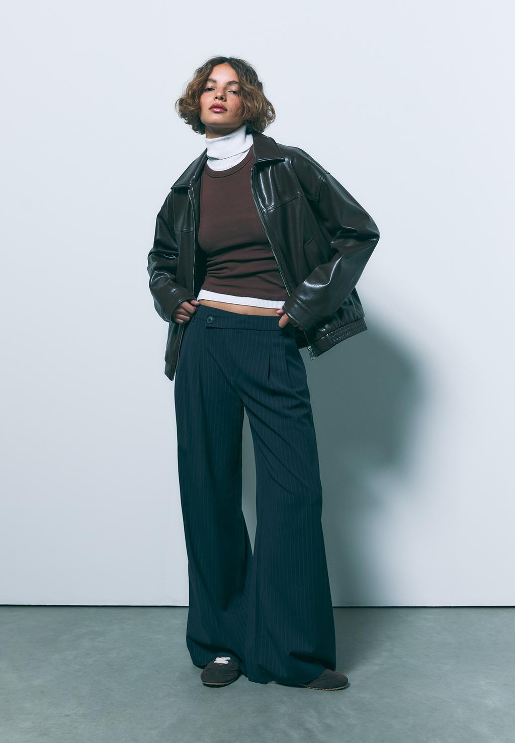 Pantalon casual gekruiste taille strepen