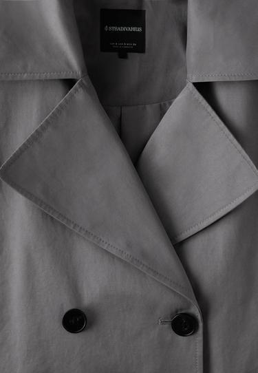 Short trench coat with padded shoulders — Grey 9