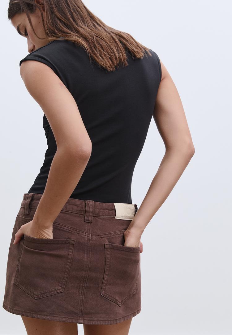 maglietta basic fitted effetto arricciato