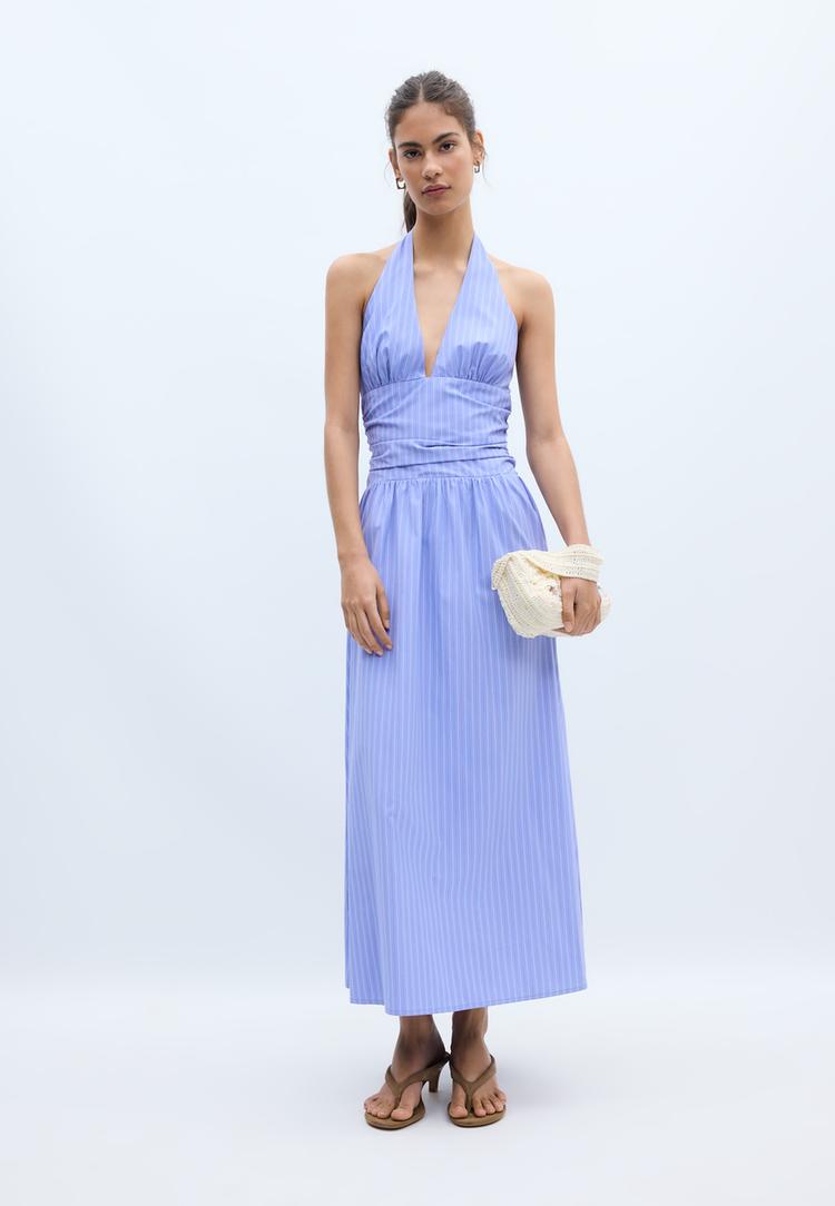 robe midi popeline encolure americaine