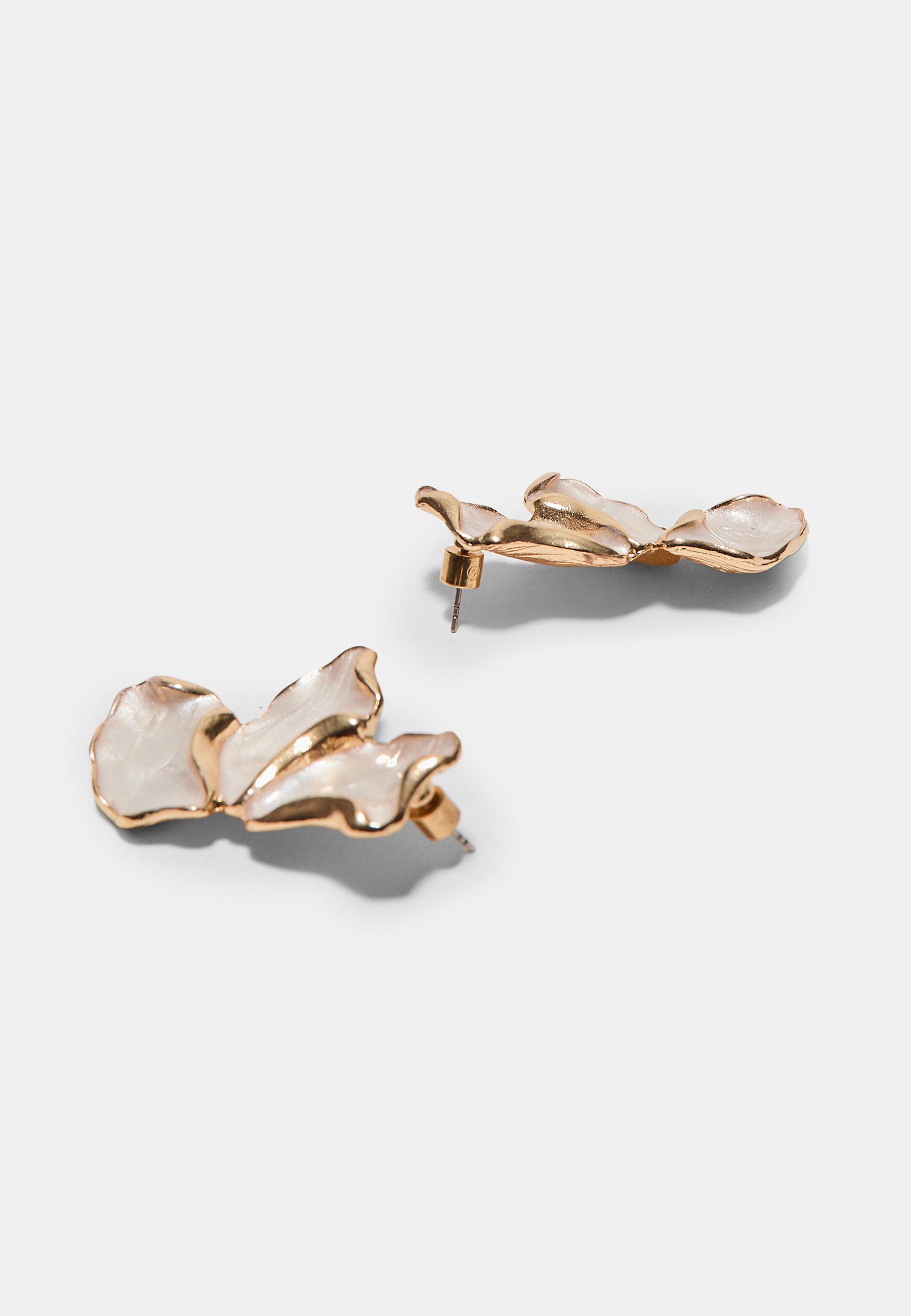 Enamelled fan earrings — Gold