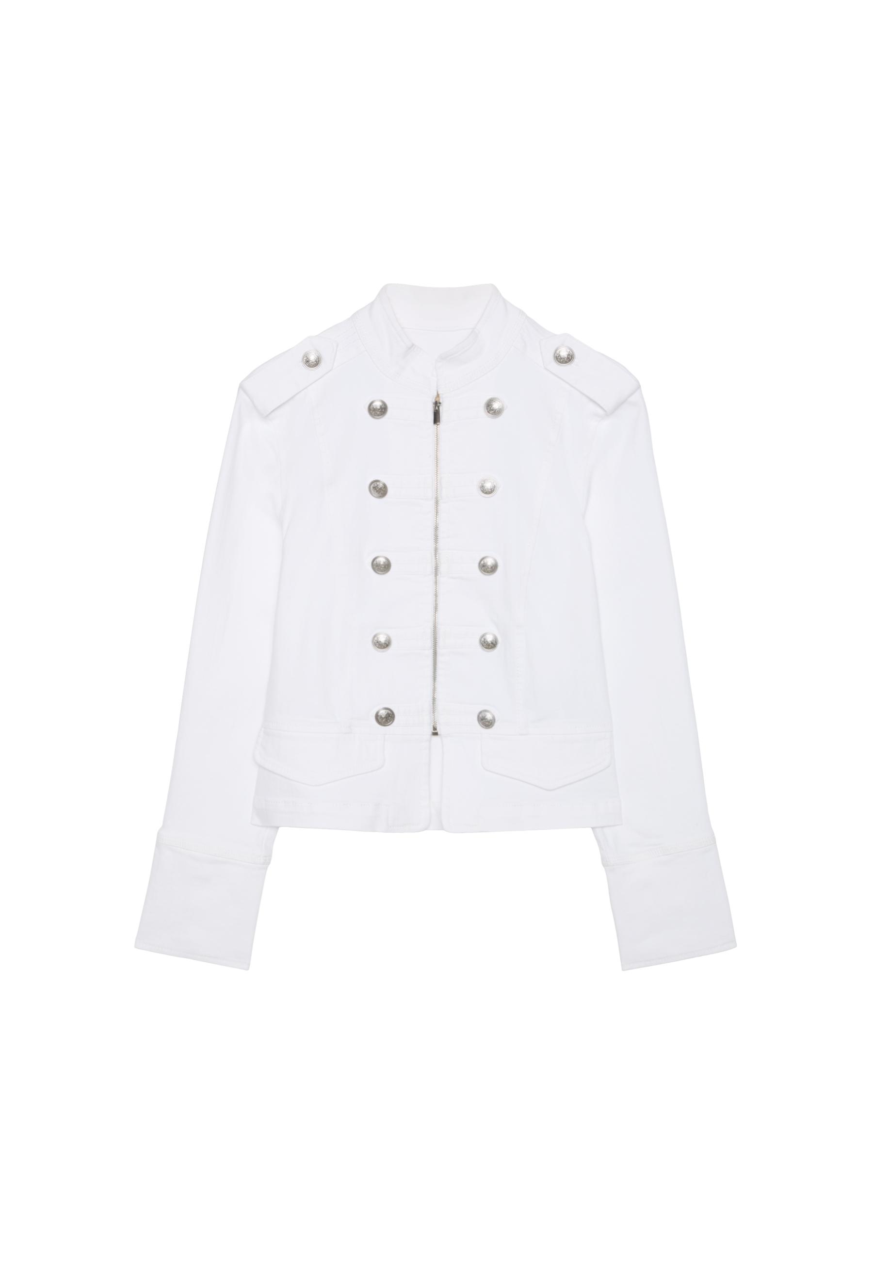 Military denim blazer — White