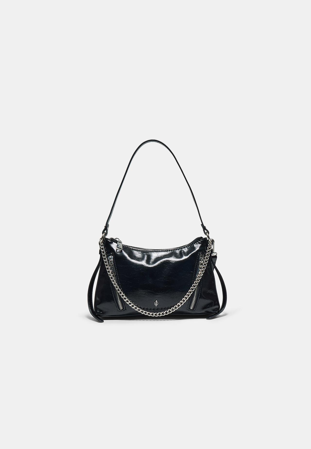 Mini chain shoulder bag — Black