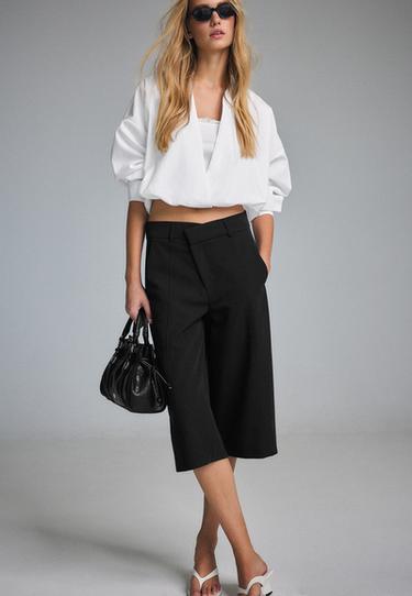 Two-material balloon shirt — White 2
