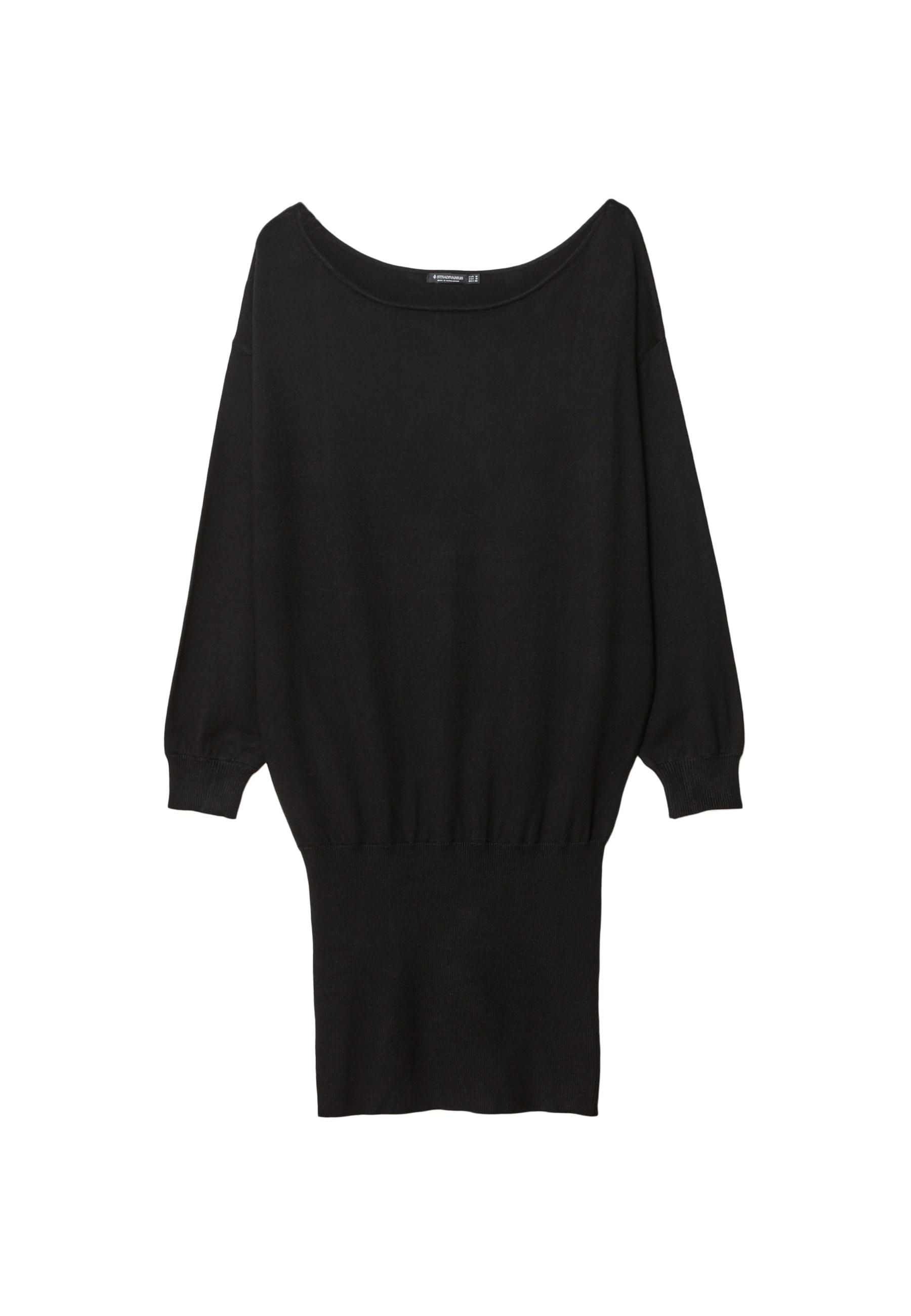 Short boat neck knit dress — Black