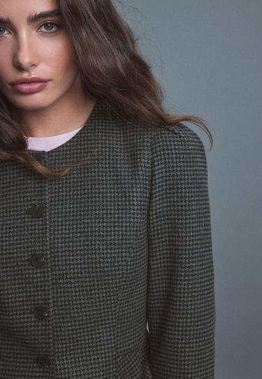 Peplum wool-blend blazer — Dark grey 6