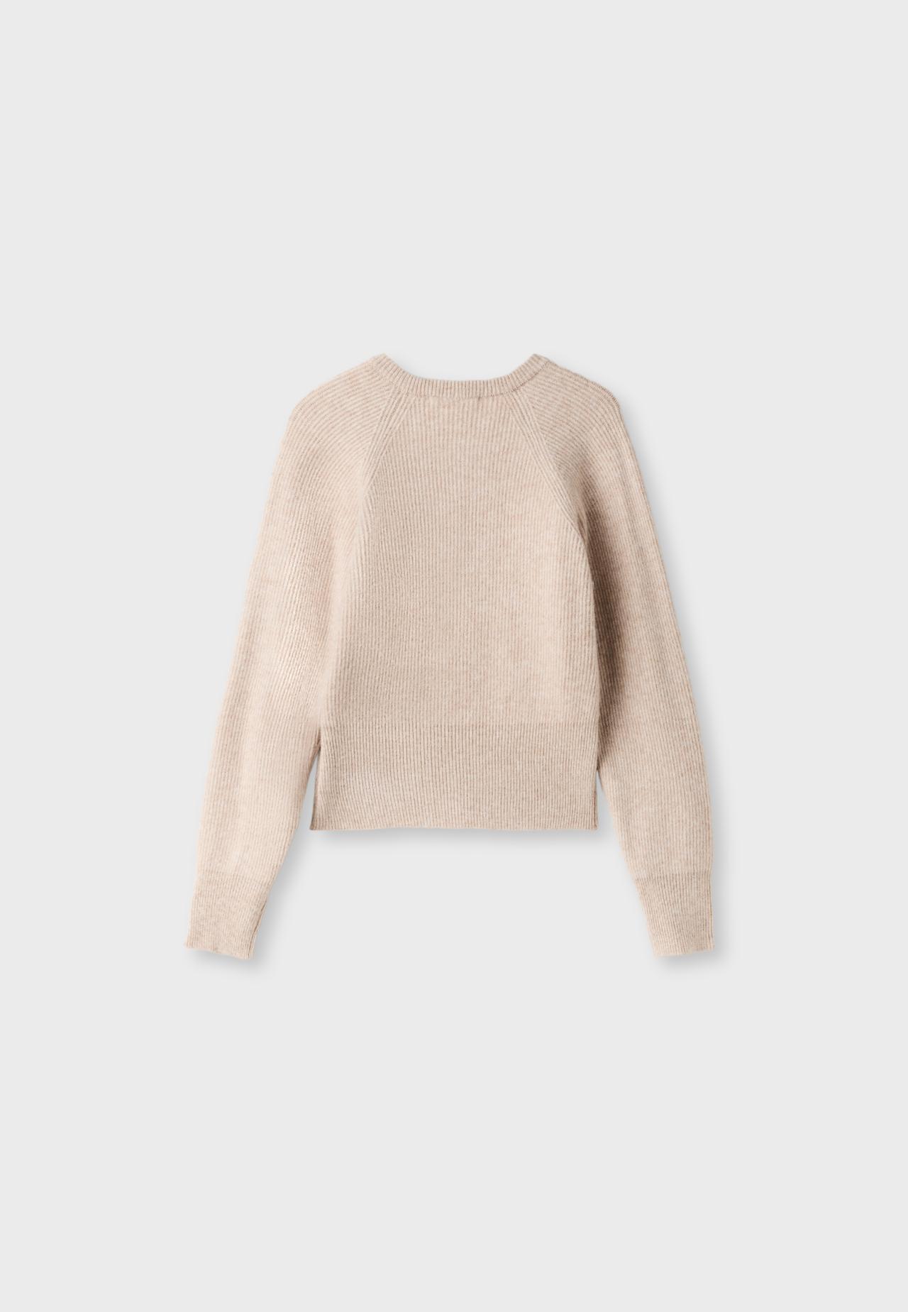 Raglan sleeve knit cardigan — Beige