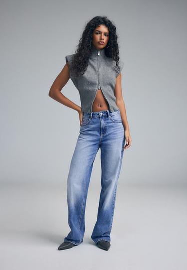 D92 Ripped straight wide-leg jeans — MEDIUM LIGHT BLUE DENIM 2