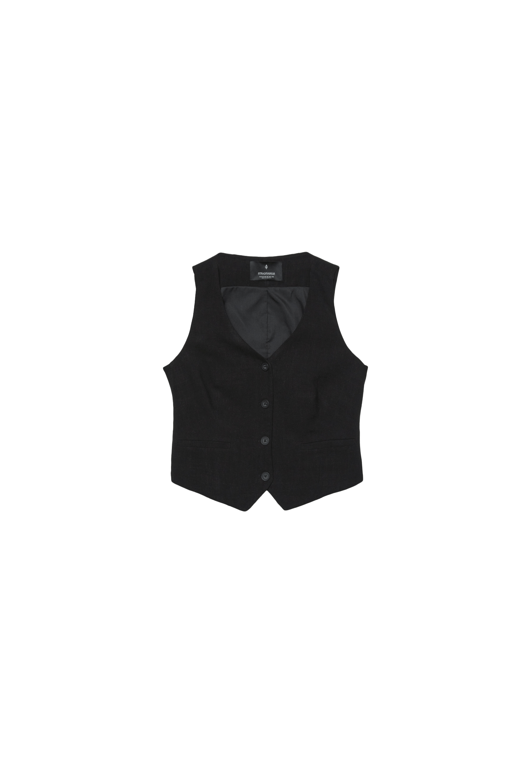 Linen effect buttoned waistcoat — Black