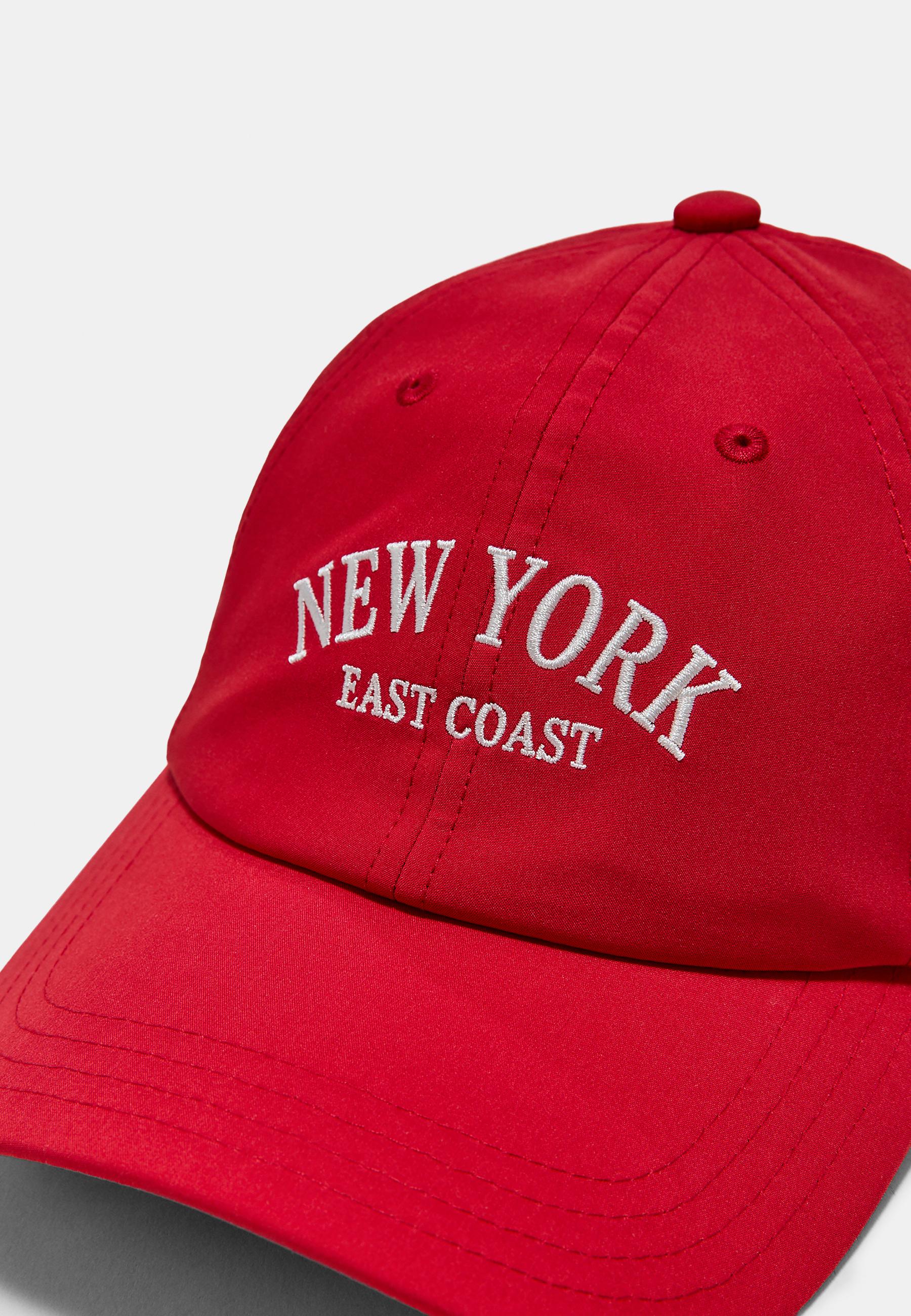 New York embroidered cap — Red