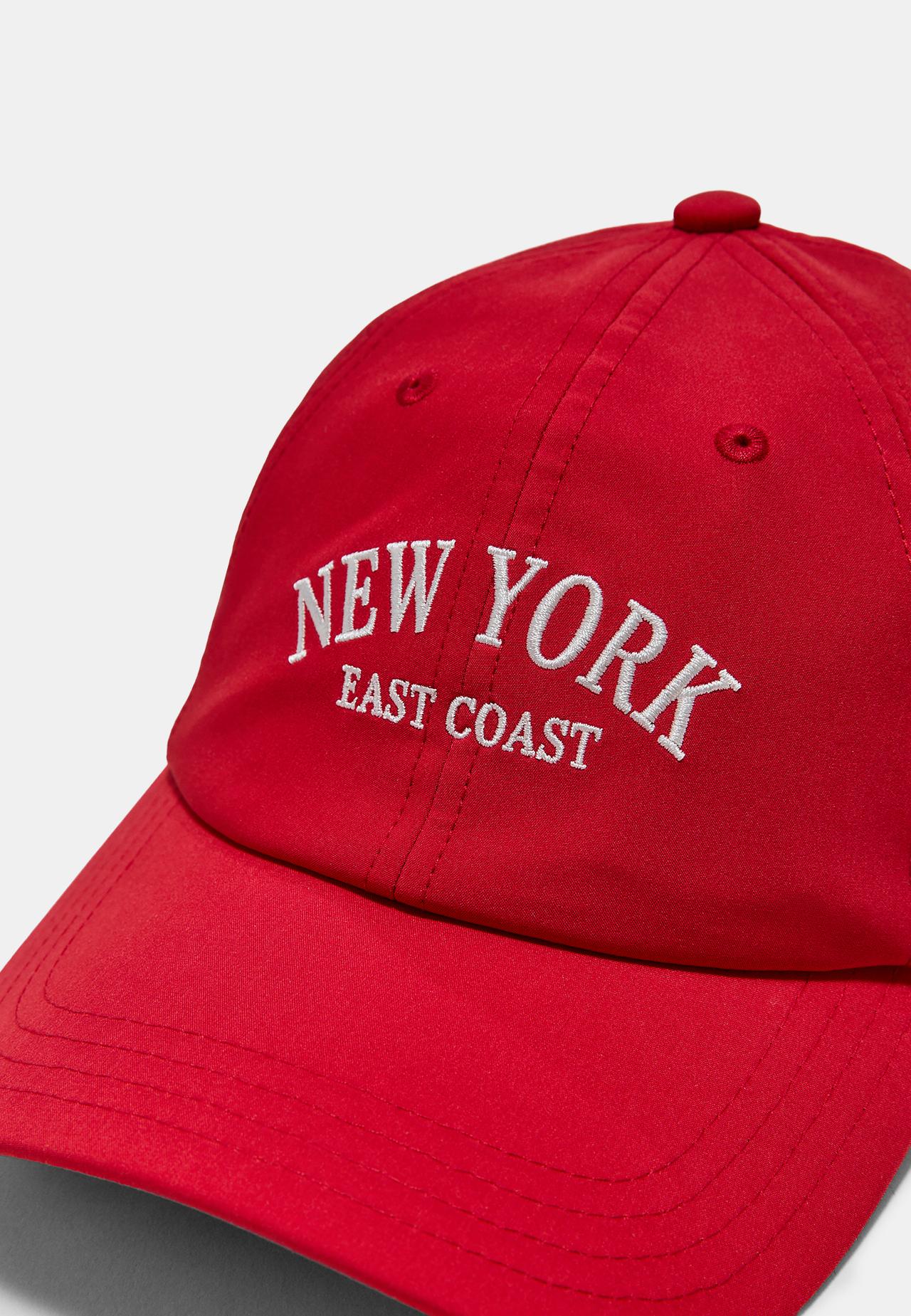 New York embroidered cap — Red